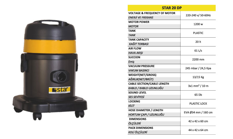 STAR 20 DP Profesyonel Elektrik Süpürgesi - Görsel 2